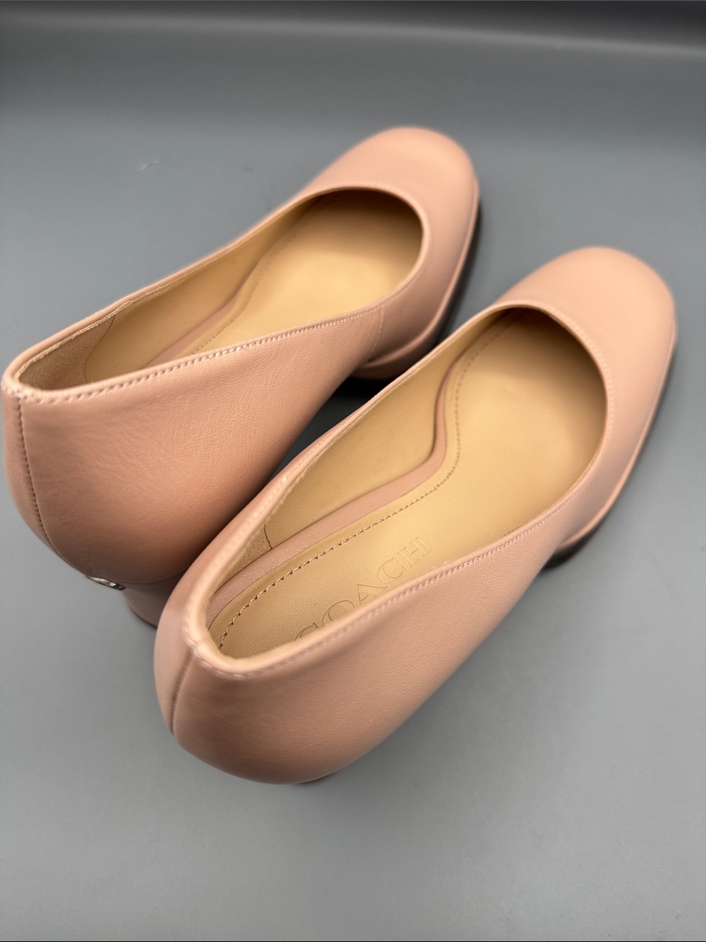 Coach Sculpted C Leather Platform Block Heel Pump Square ToePale Blush - Picture 4 of 5